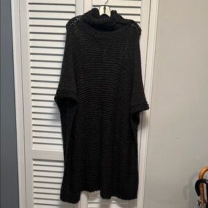 Elegant Black Knit Poncho